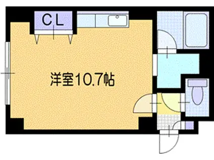 プレジール厚別(ワンルーム/4階)の間取り写真