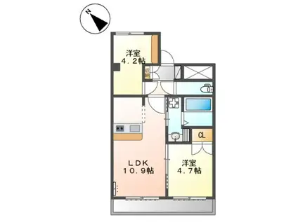 サンモール三国ヶ丘(2LDK/1階)の間取り写真