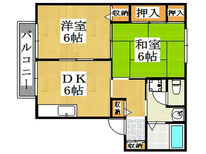 エクセレント西明石B棟(2DK/2階)の間取り写真