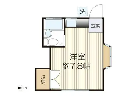 グリーンヒル栗谷(ワンルーム/1階)の間取り写真