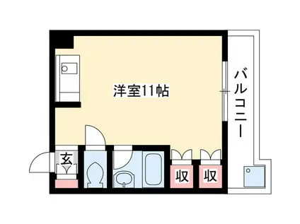 ヴィラ奥田(ワンルーム/3階)の間取り写真