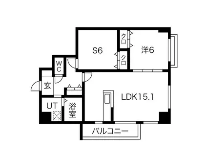 アンフィニX(1LDK/3階)の間取り写真