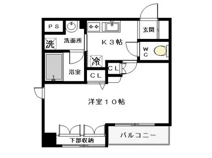 グランシャリオ溝の口(ワンルーム/2階)の間取り写真