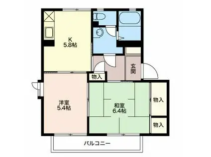 フレグランス和光(2K/1階)の間取り写真