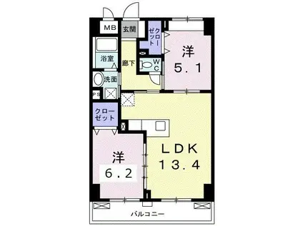 パルコレアーレ(2LDK/3階)の間取り写真