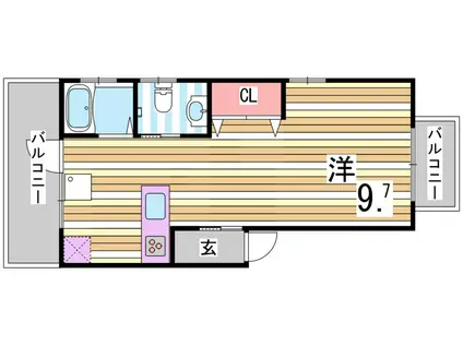 津の峰マンション(ワンルーム/3階)の間取り写真