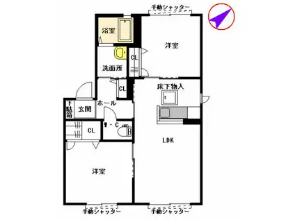 A-TパークハイムA棟(2LDK/1階)の間取り写真