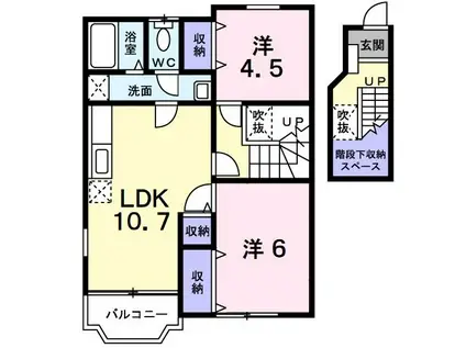 シャトー・フルールB(2LDK/2階)の間取り写真