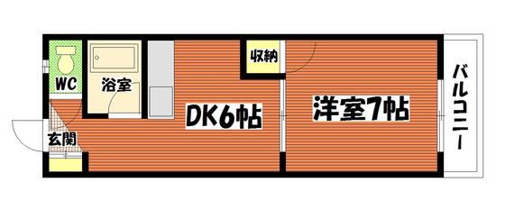 第2スカイビル(1DK/4階)の間取り写真