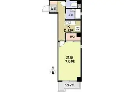 グランパス檀渓(1K/1階)の間取り写真