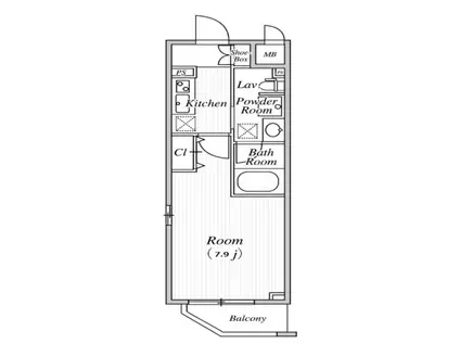 ラ・トゥール 南(1K/3階)の間取り写真