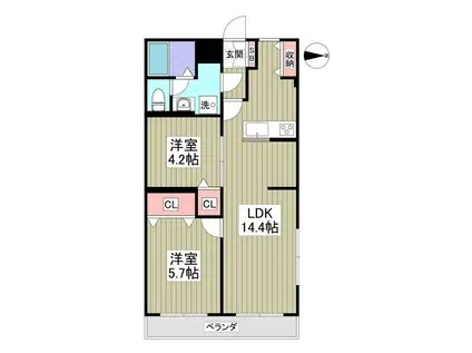 リブレス熊谷中央(2LDK/2階)の間取り写真