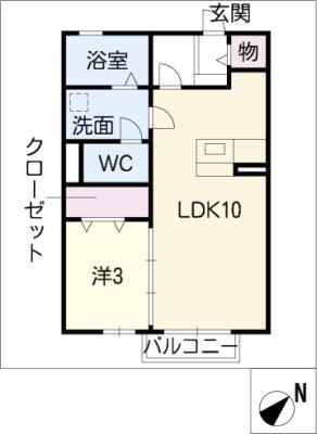 エミリオ(1LDK/2階)の間取り写真
