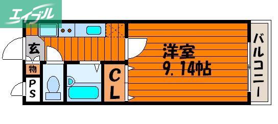 エクセル難波II(1K/2階)の間取り写真