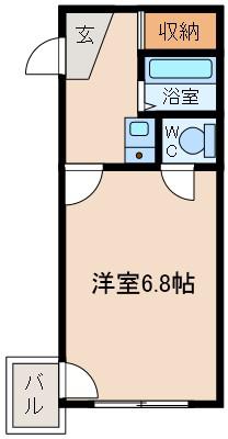 ジオナ新大阪(1K/2階)の間取り写真