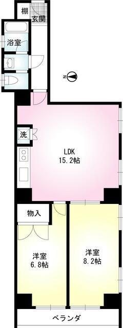 フェスタ花川戸(2LDK/4階)の間取り写真