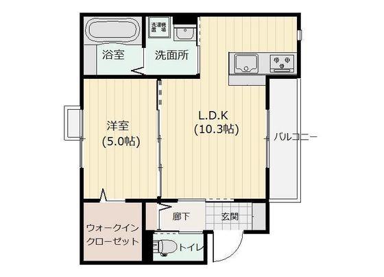 RIAN伊福町(1LDK/2階)の間取り写真