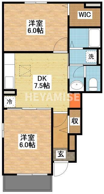 らんたん B(2DK/1階)の間取り写真