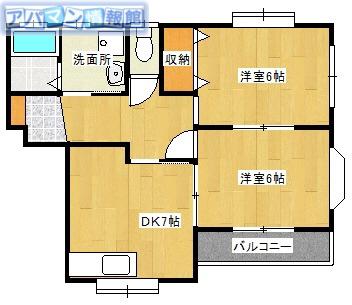 T・Mアベニュー(2DK/2階)の間取り写真