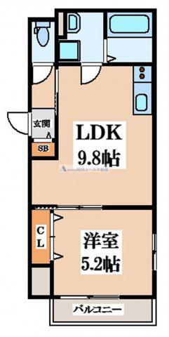 セレニティ若江東町(1LDK/1階)の間取り写真