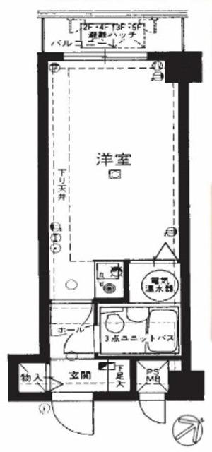 ライオンズマンション新大塚(1K/2階)の間取り写真