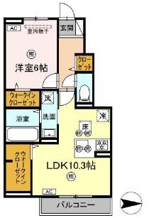 エトワリア(1LDK/1階)の間取り写真