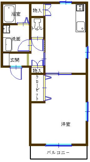 カサグランデ(1LDK/1階)の間取り写真