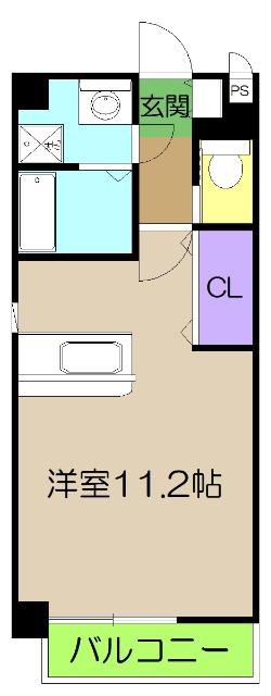 ロイヤルリバー(ワンルーム/2階)の間取り写真