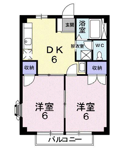 サンハイツ近田A(2DK/2階)の間取り写真