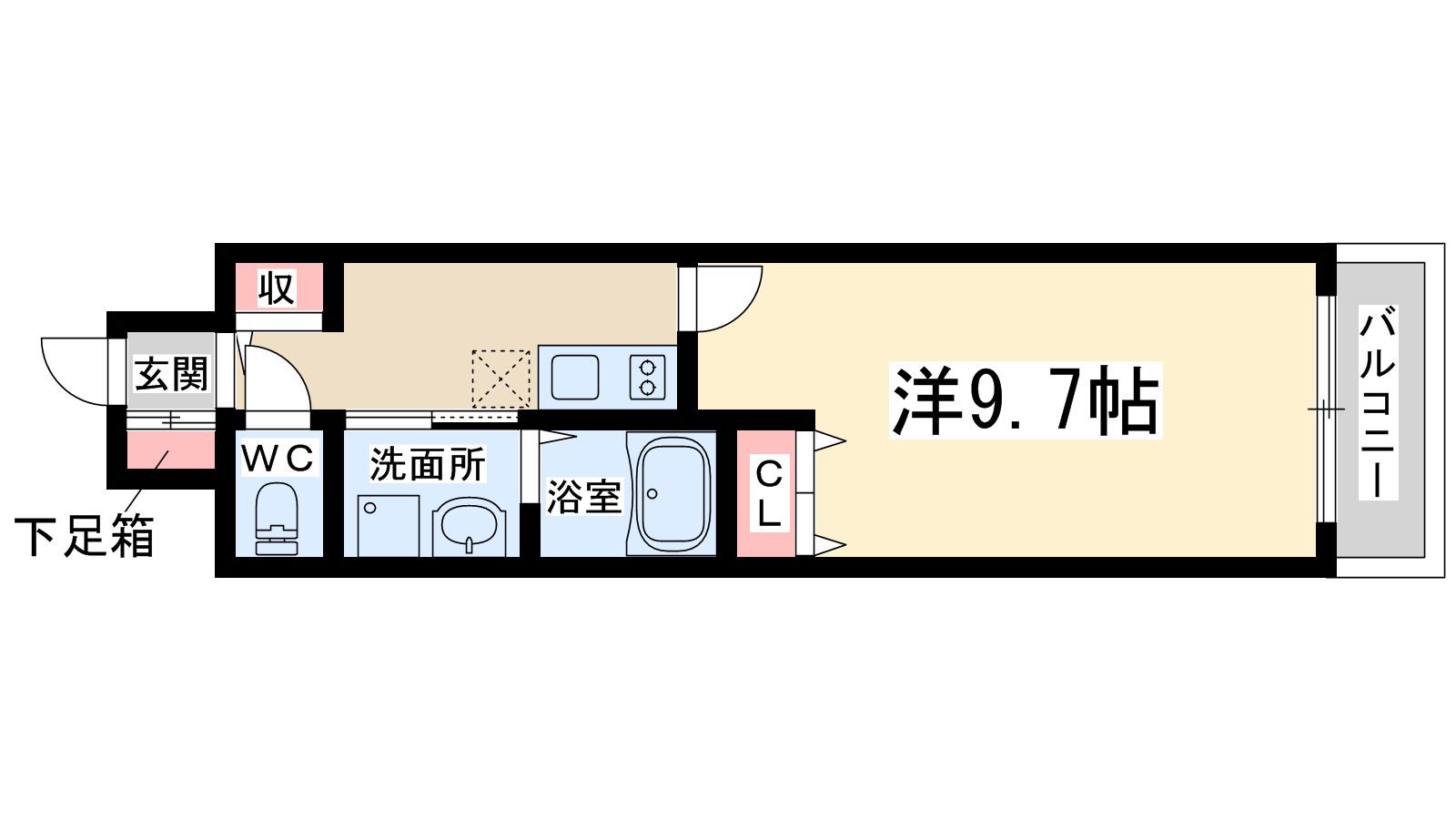 プレサンス新大阪ステーションフロント(1K/2階)の間取り写真
