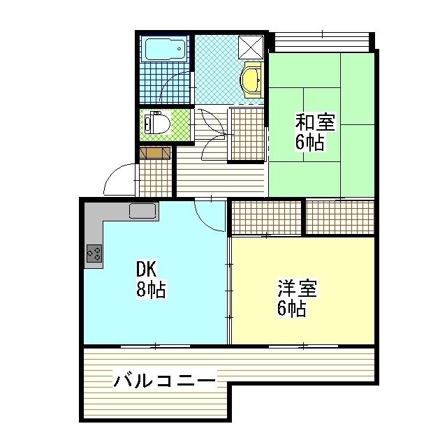 中菅谷ハイツ(2DK/2階)の間取り写真