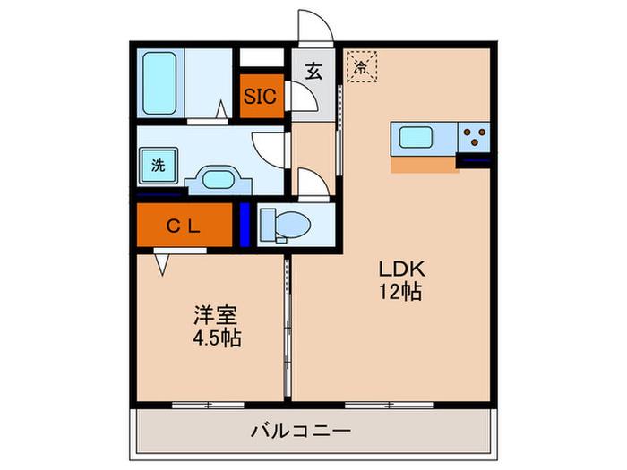 メゾンドゥ エスポワール(1LDK/1階)の間取り写真