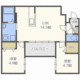 パーク琴似館(2LDK/3階)の間取り写真