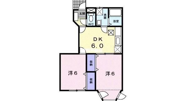 コンフォール(2DK/1階)の間取り写真
