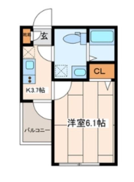 WITH PLACEさがみ野(1K/2階)の間取り写真