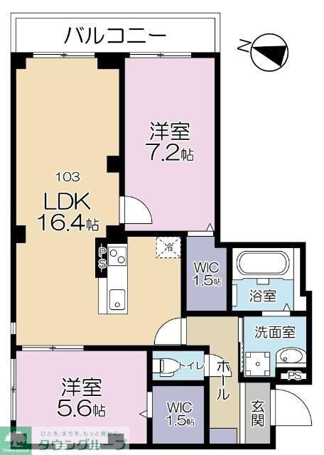 A.FLAT II(2LDK/1階)の間取り写真