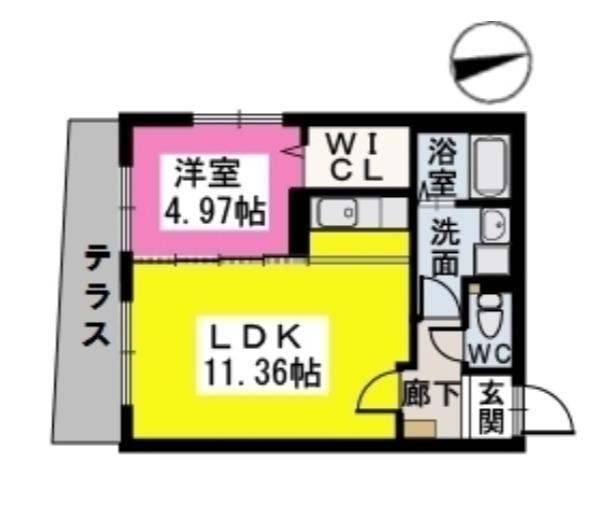 ヴィラジャスミン(1LDK/1階)の間取り写真