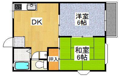 グリーンパーク根岸A棟(2DK/2階)の間取り写真