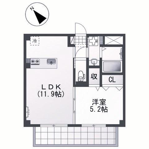 ナスタチウム(1LDK/1階)の間取り写真