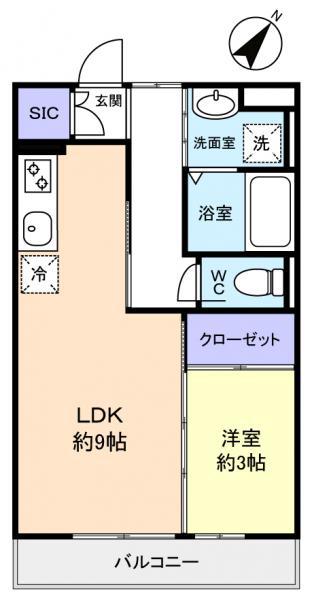 K′SシャンブルVIII(1LDK/1階)の間取り写真