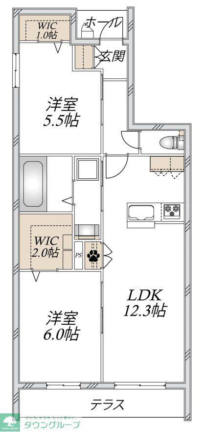 東武東上線 上福岡駅 徒歩14分 2階建 新築(2LDK/1階)の間取り写真