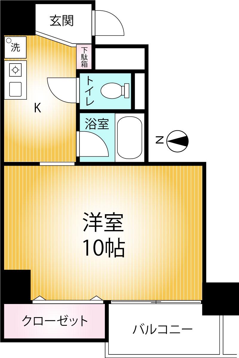 カムフォート登戸I(1K/4階)の間取り写真