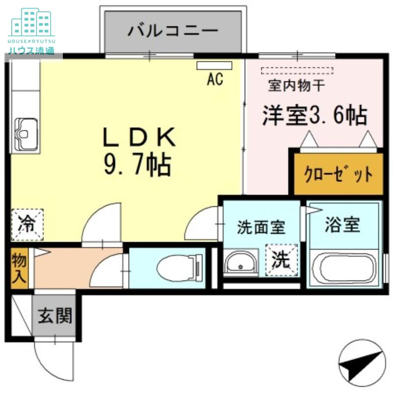 リッチローズ(1LDK/2階)の間取り写真