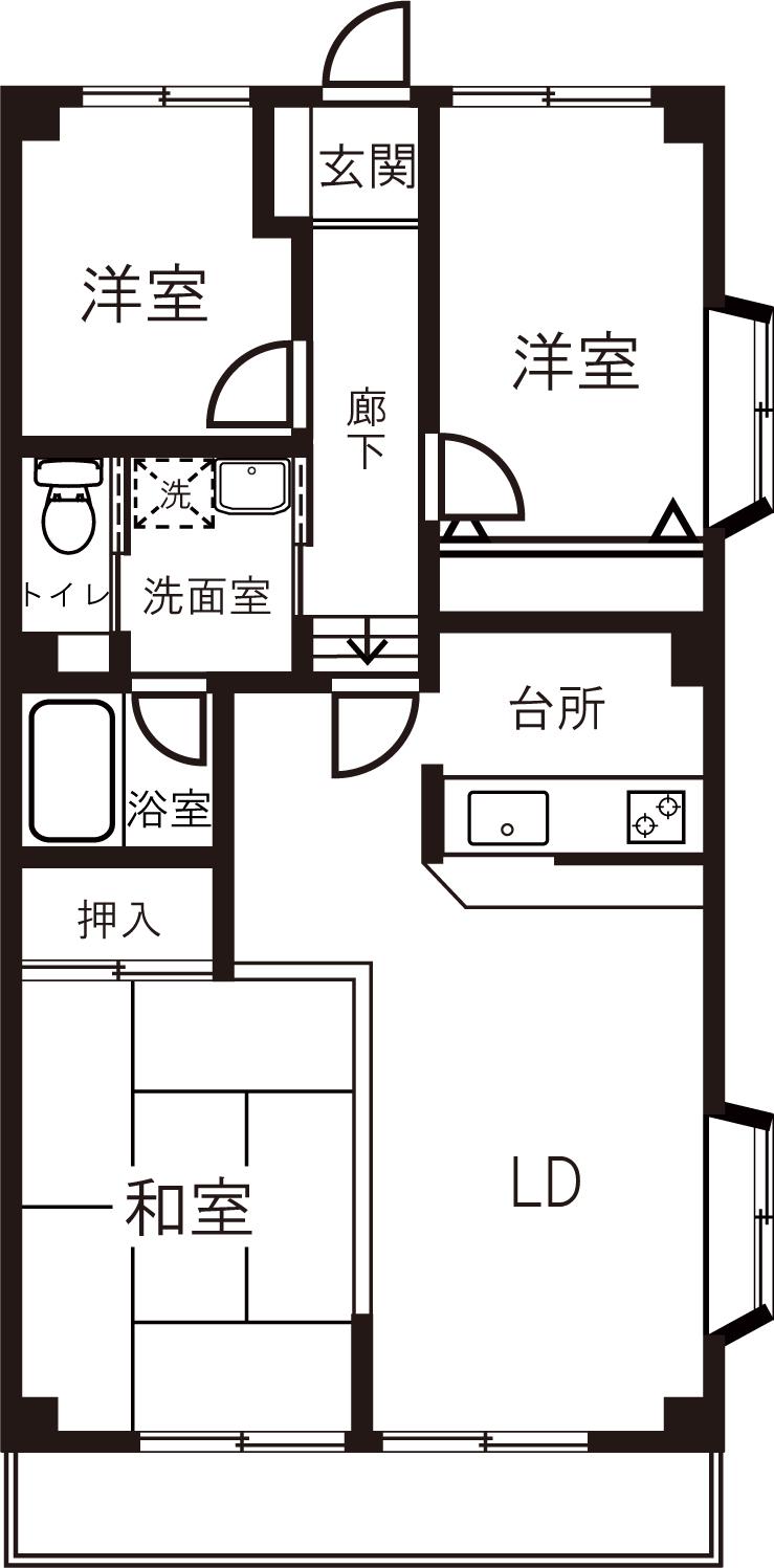 コーポアイIII(3LDK/3階)の間取り写真