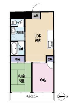 板橋区本町貸マンション(2LDK/6階)の間取り写真