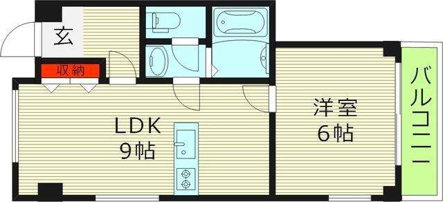 イタニティ太子橋(1LDK/2階)の間取り写真