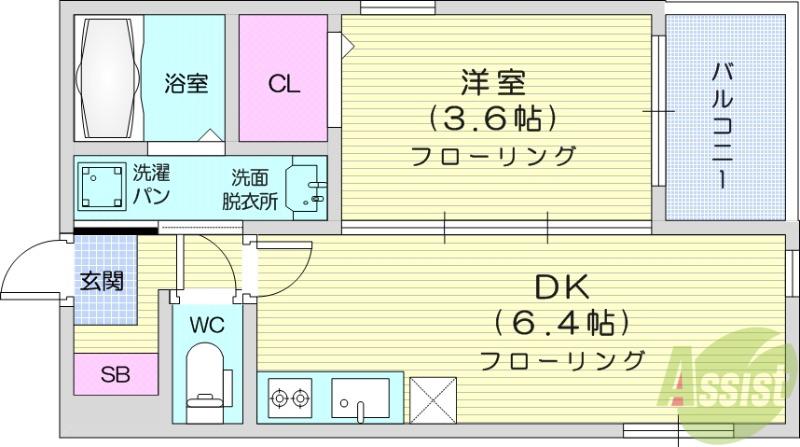 ハーモニーテラス高松5(1DK/1階)の間取り写真