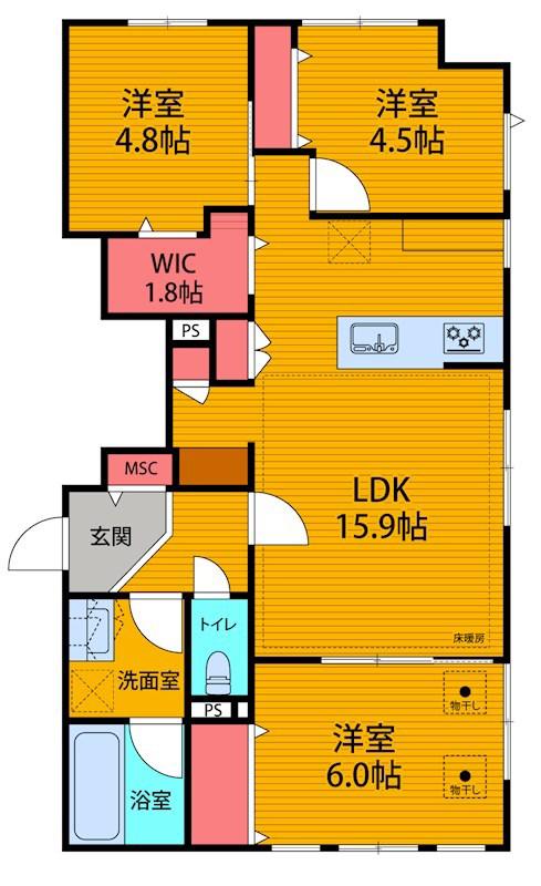 ENCORE MANOR (3LDK/1階)の間取り写真