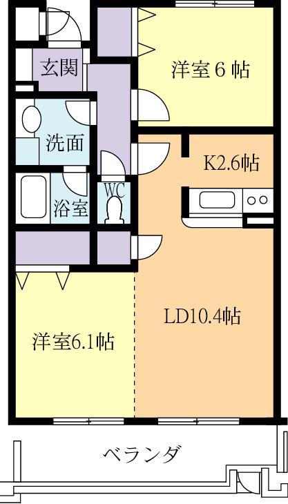ヴェルドミール(2LDK/1階)の間取り写真