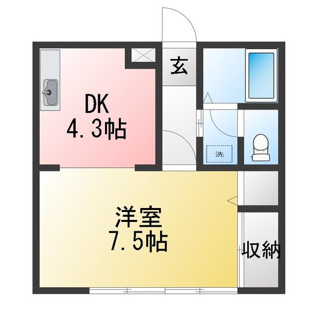 カンパネラ東鴨宮(1DK/1階)の間取り写真